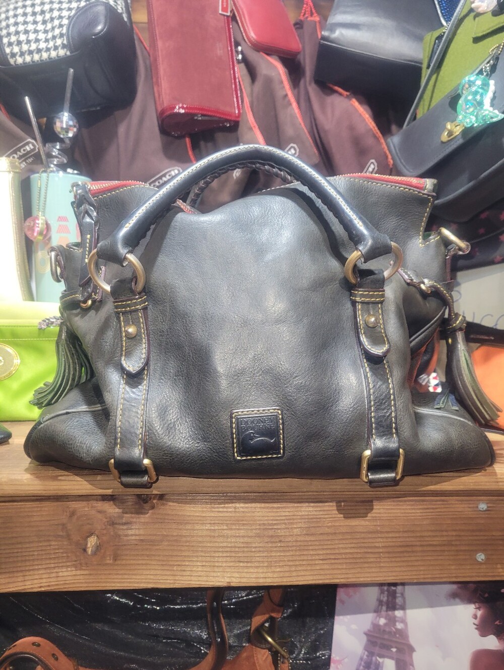 Dooney & Bourke Black Leather Top-Handle Messenger Bag